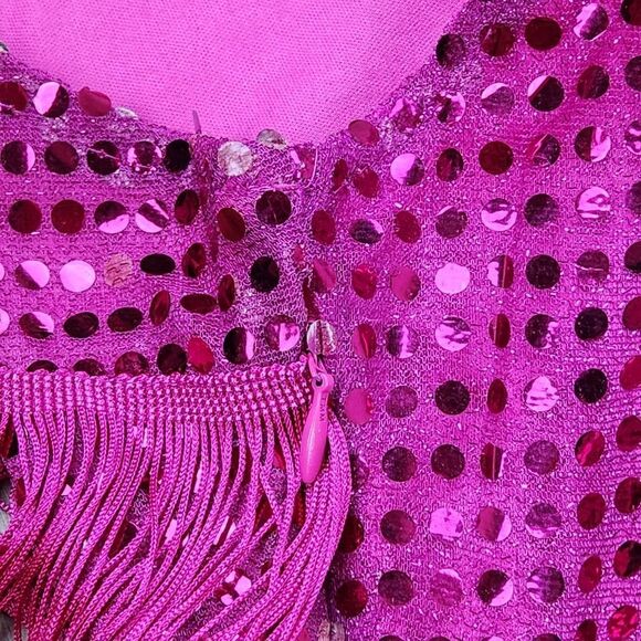 🩵NWT Hot Pink Layered Fringe Costume Dress Size 4-8 - Picture 8 of 12